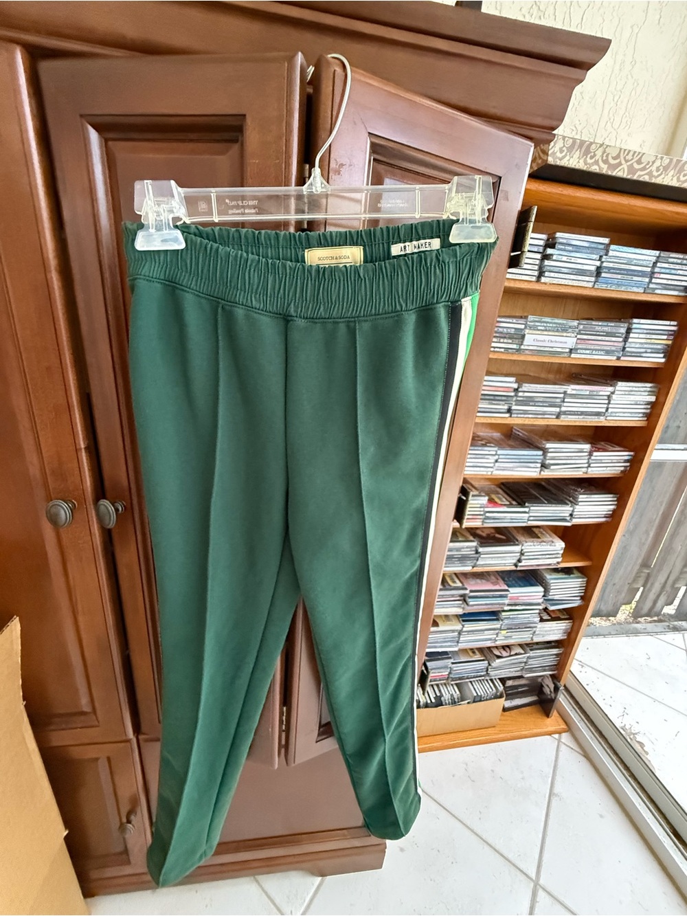 Scotch & Soda Dark Green Track Joggers with Side Stripe
